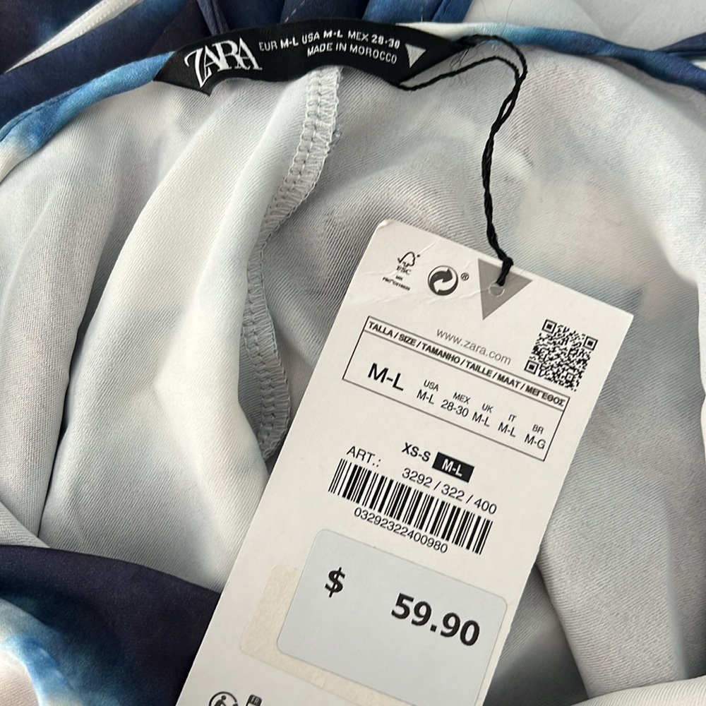 NWT ZARA Tie Dyed Flowy Slip Maxi Dress - Picture 6 of 15